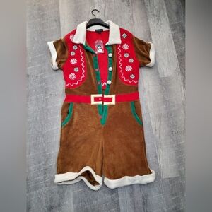 Holiday Gingerbread Man  Costume Romper - Brown/Red/Green